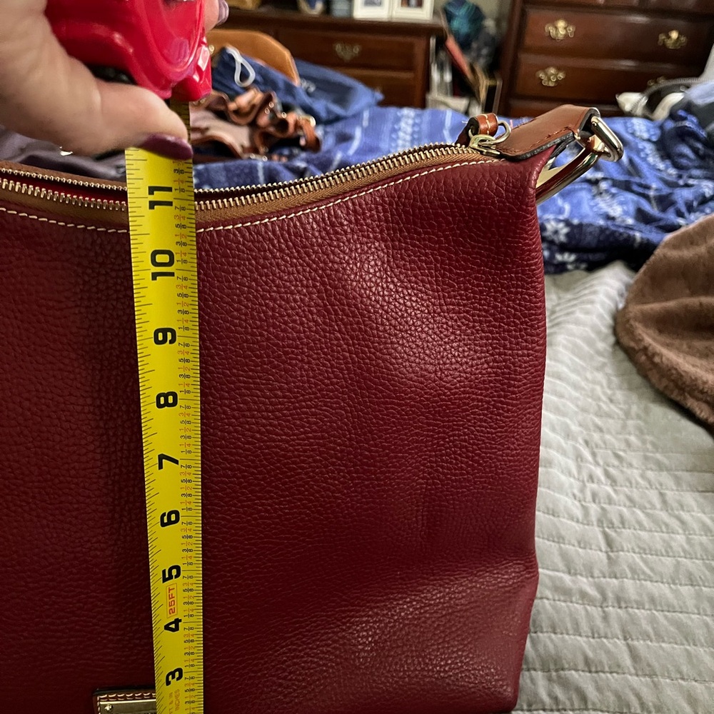 Dooney & Bourke Red Leather Shoulder Bag with Tan Strap - Picture 8 of 10